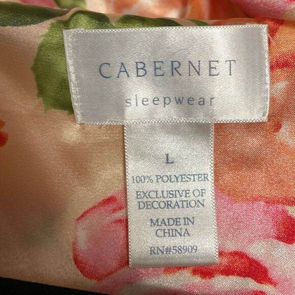 CABERNET SLEEPWEAR Ladies Nightgown House Dress Floral Classy Gown Sz L  Peach - Picture 7 of 10